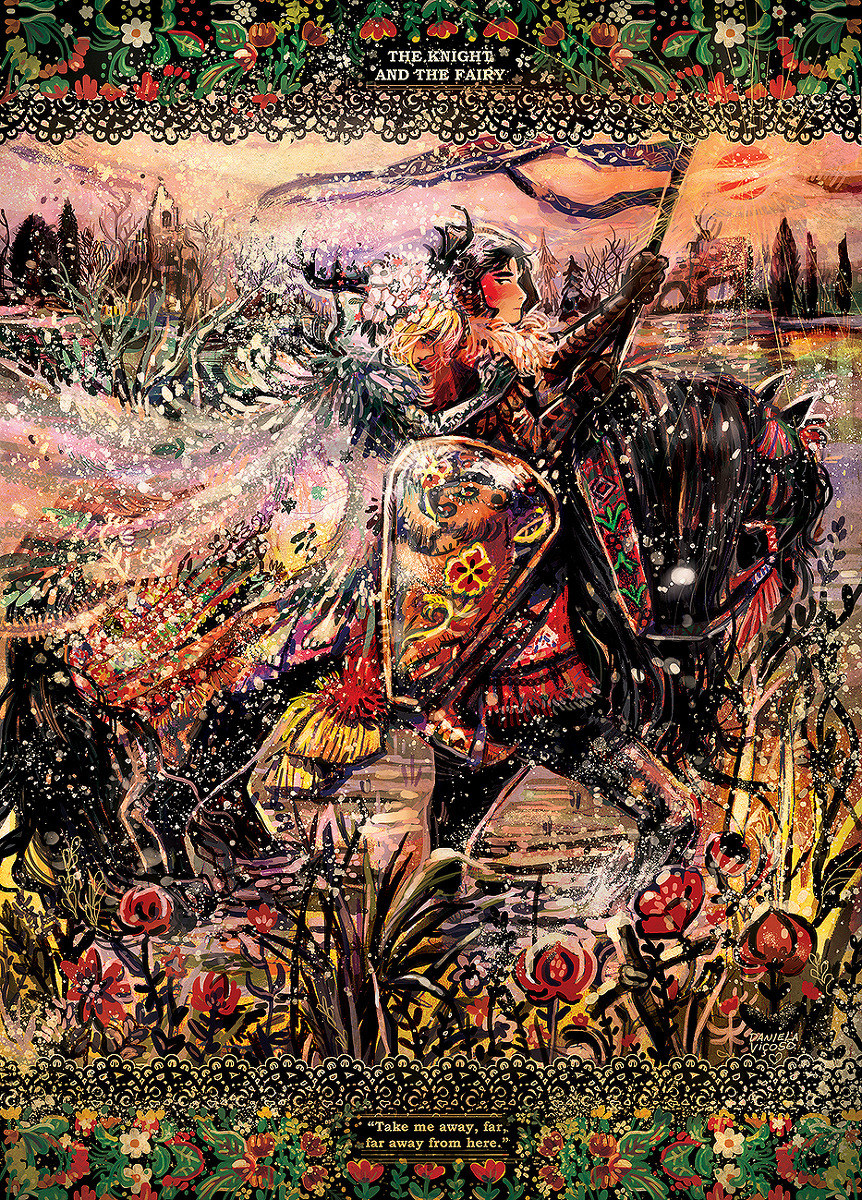 danibonbon:  ~the fairy and the knight~ inspired by russian folk tales. my piece