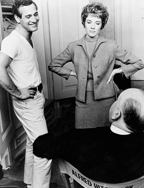 tracylord:Paul Newman, Julie Andrews and Alfred Hitchcock on set of Torn Curtain (1966)
