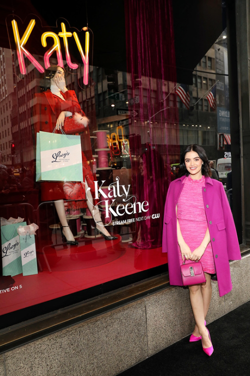 Lucy Hale@ celebrates Katy Keene windows at Saks Fifth Avenue in New York City (February 5th, 2020)