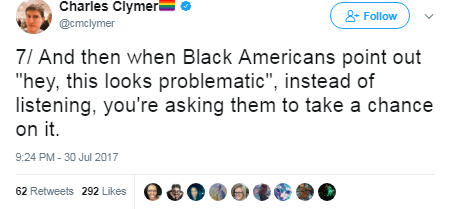 black-to-the-bones: This is what you , a white person, can do to enlighten those who are ignorant.  If the creators wanted to have a sympathetic depiction of slavery they woulda written it about actual slavery, rather than about some dreamed up BS where