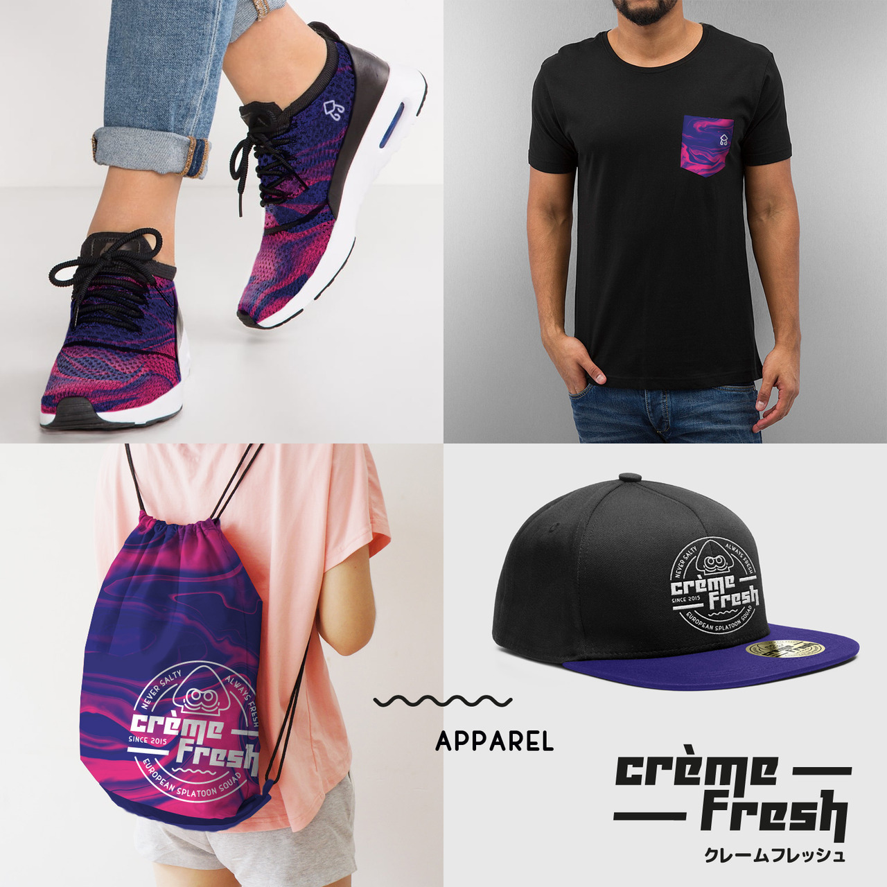 Branding for the competitive Splatoon & Splatoon2 team Crème Fresh
https://twitter.com/cF_Splatoon