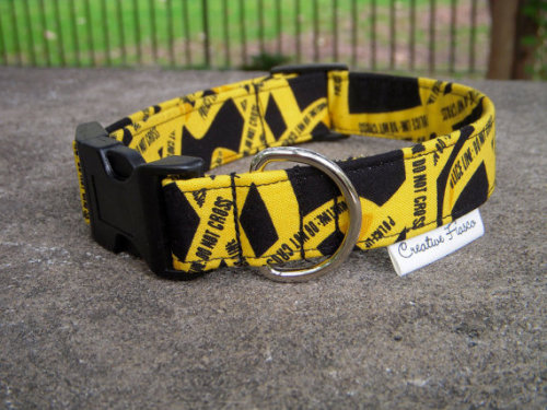 kinshoppingarchives:  XS-L Crime Scene Dog Collar $14 [x]  I neeeed this