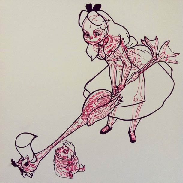 artmonia:  Cartoons Turned Into Anatomy Lesson by French Illustrator Chris Panda 