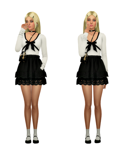 thekims4: TS4 Girly Outfits Lookbook Skin 1, 2, 3 / Tina Hair / Eyebrows / Eyes / Nosemask