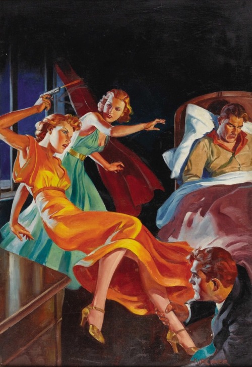 The Red-Headed Murder Case. Illustration by Harry Kirchner for Clues magazine (August 1938).