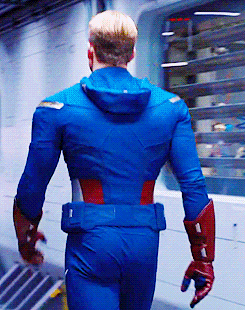     Chris Evans was cast as both The Human Torch and Captain America because of reasons.  more like the human crotch and captain ass-merica  this is an important gifset  his shoulder to hip ratio is impossible and makes me mad 