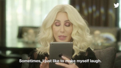 blairwitchz:Cher reads her own tweets.