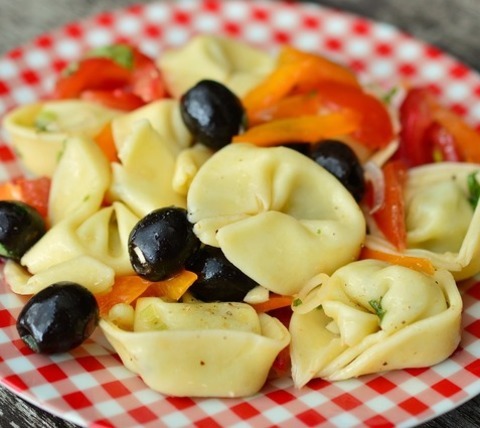 Homemade Tortelloni Pasta With Olives And Peppers