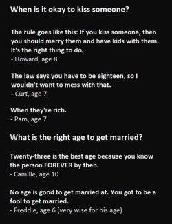 plot-twist-im-gay:vaveyard:knowles-morgan:chapter-1-jpeg:pr1nceshawn:Kids Give Their Opinions About Marriage…  THE LAST ONE OMFg I’m crying  Ricky is a smart boy 😂😂  Amen Ricky  Pam knew what was up