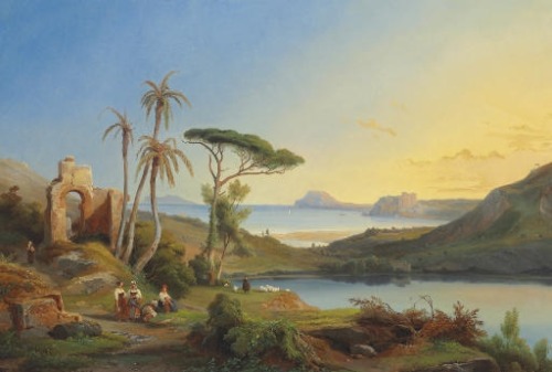 lescuriositesdelafoire:Joseph Remond, Vue du Cap Misène et du Lac d'Averne (près de Naples)