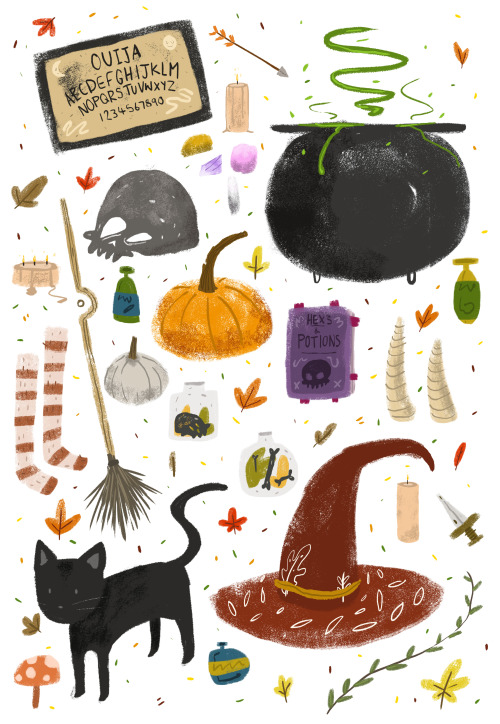 racheltunstallillustration: A submission into a Witchy Zine project. Feeling those Halloween vibes&n