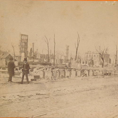 Chicagoans rummage through what remains of their city, October 1871, Chicago. The fire burned Octobe