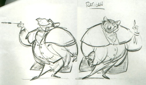 the-disney-elite:Glen Keane’s model sheets for Ratigan from Disney’s The Great Mouse Detective (1986