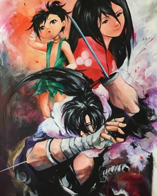 I should actually put up some art (lol) Dororo, 24x36 Acrylic on Canvas. Been enjoying the series qu