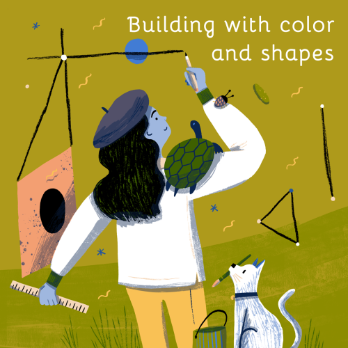 An illustrated haiku about a little girl who can create structures using only her imagination (and t