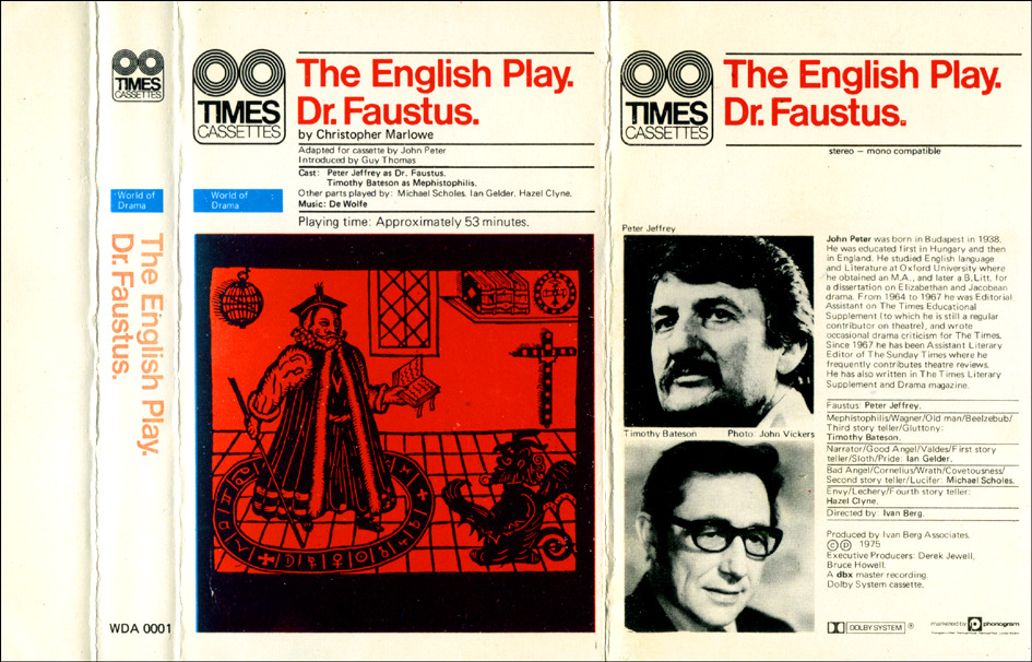 retroreverbs:  Dr Faustus by Christopher Marlowe (audio cassette inlay, 1975). 