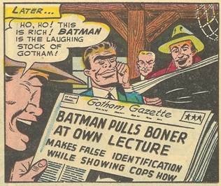 peteseeger:  peteseeger:   peteseeger:  Hey remember that old Batman comic where the Joker was making a bunch of crimes themed around mistakes or whatever except they exclusively used the old-timey slang for a mistake “boner”    