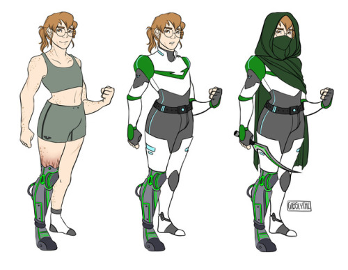 gibslythe:Concept: Older!Pidge who uses they/them or she/her, has a prosthetic leg they built themse