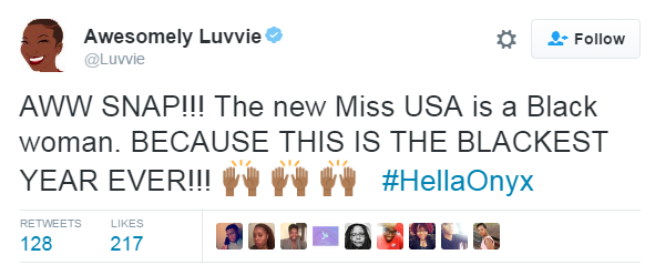 nevaehtyler:  Black Miss USA is everything!