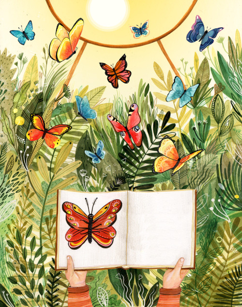 Los libros respiran primavera (ilustración de Sandra Dieckmann)