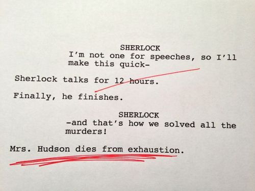 thepaganraccoon:Rough drafts from BBC Sherlock…. I laughed so hard I think i peed. -That&
