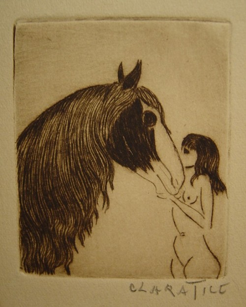 mulheresdada:woman horse, 1928gravura em metal, clara tice