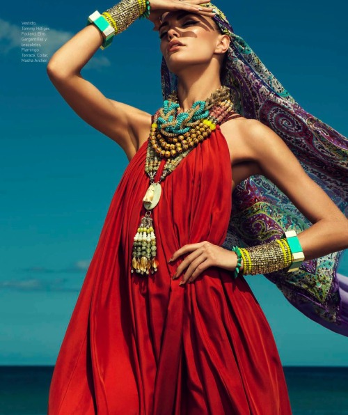 fashionalistick:  VUELOS DE COLORES QUE TE LLEVAN DIRECTO AL PARAÍSOBarbara Fialho by Danny Cardozo for Harper’s Bazaar Mexico July 2013 (1) Vitamina A bikini, Alexander McQueen cape, House of Flora collar(2) Pilyq Barcelona bikini     (3) Tommy