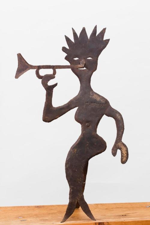 Murat Brierre  —  Lasiren with Trumpet   (sculpted recycled cut steel, 1960’s)