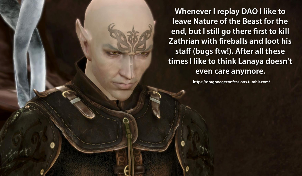 Dragon Age Confessions — Confession: Whenever I replay DAO I like to