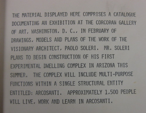 WEIRD FORMAT WEDNESDAY: Paolo Soleri Exhibition Catalogue - Corcoran Gallery of Art, 1969A 1969 exhi