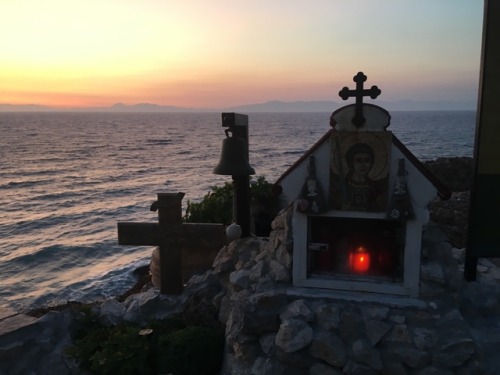 rtrixie:A small Orthodox shrine in a cave, Rhodos, Greece