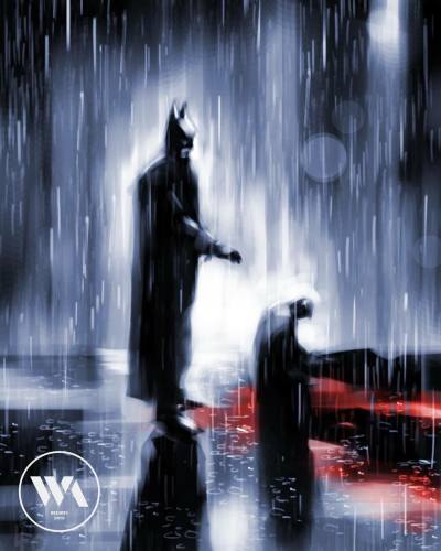 Batman… Is he struggling to console his younger self or desperately reaching for his parents? What do you think? Little bit of mood, drama and lighting, inspired by the rain room at Lacma. Cheers!