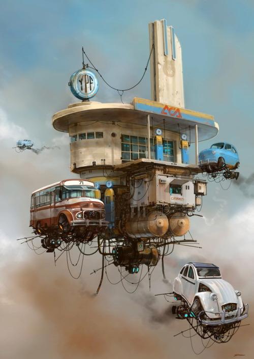 astromech-punk:New World meets the Old by Alejandro Burdisio Post-Combine Earth.