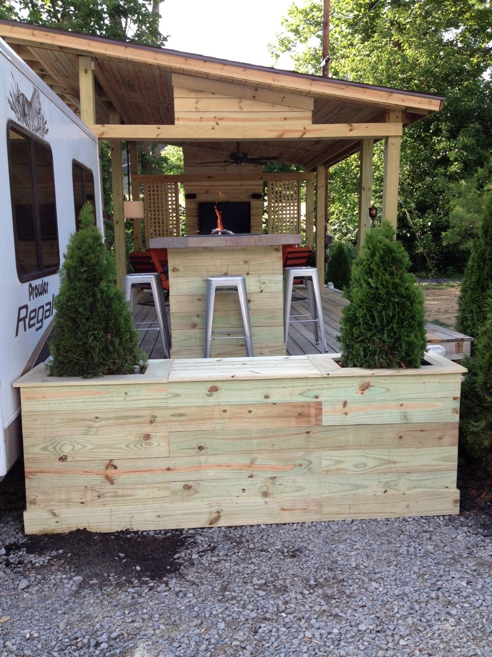 craftycub:  I’ve been helping Mike add on to his deck at the camper. The Deck was