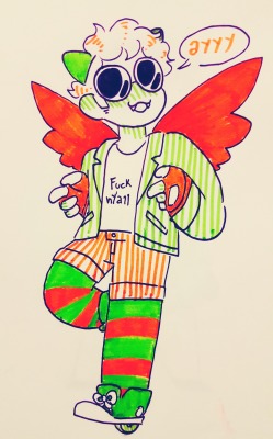 thebluepacience:@Anon who asked a bright heely-wearing Davepetasprite, it bothers me the most that they have wings but choose to walk around in heelies