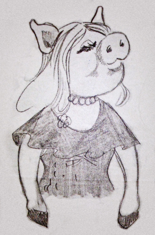 Concept sketch of Miss Piggy, by Michael Frith. ‪Making its online debut, I think.‬Miss Piggy, desig