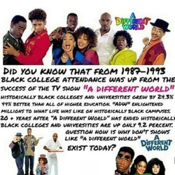 blackfangirlsunite:  ctron164:  hbcubuzz:  Who knew. Is anyone surprised? Television shows today could learn from A Different World #HBCU #adifferentworld http://ift.tt/1I4lEvO  This show made me want to go to college and it was on when I was 2-8 years
