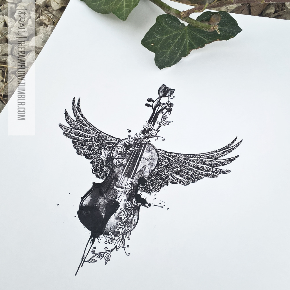 Elegant Violin Tattoo Design