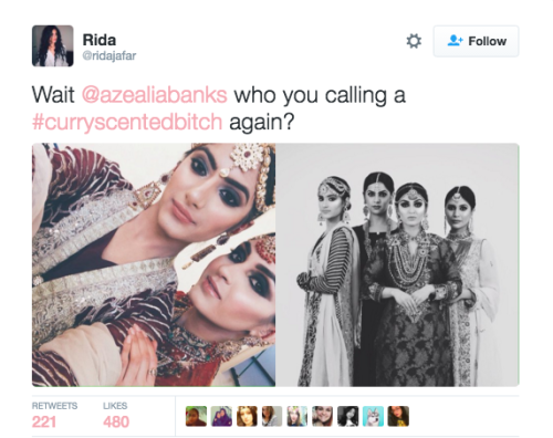 pakistaniheaux: Desi girls slaying the #CurryScentedBitch tag after comments made by Azealia Banks.