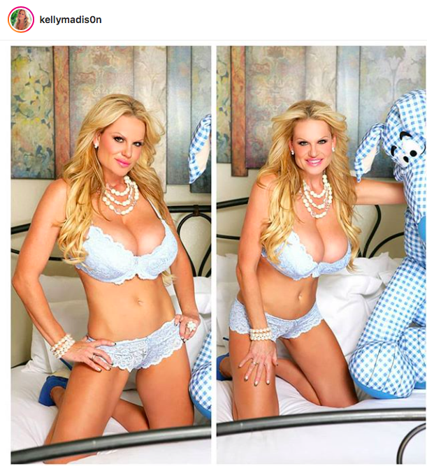 Woke up to this frilly powder blue bra and panty set on the ever amazing Kelly Madison.