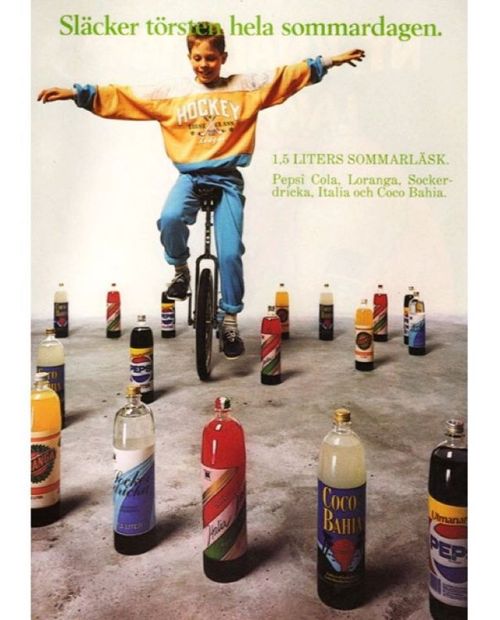 What was the unicycle all about in the 80s? So ugly and pointless …Swedish Ad for Summer Soda, 1987