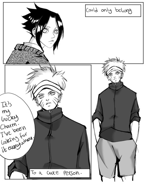 I’ve been wanting to draw this for a while! Highschool Au, Naruto is two years senior then Sasuke an