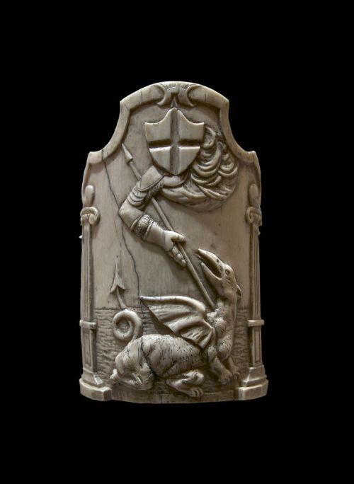 Archery arm guard, 16th Century, Ivory Carving, Unknown [This item is on display at the Museum of Wa