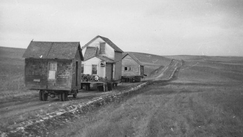 Alice Young Bear&rsquo;s house and shed on the road. Elbowoods was one of several Native America