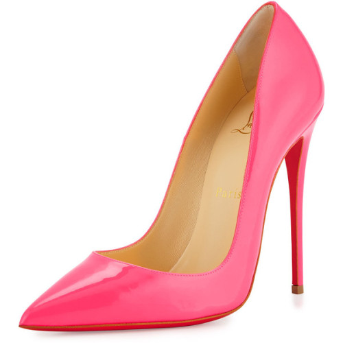 biyya: Christian Louboutin So Kate Patent 120mm Red Sole Pump ❤ liked on Polyvore (see more pink hig