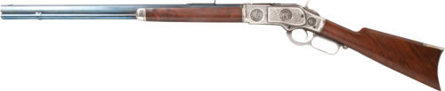 Unique “One of Thirty” relief engraved Winchester Model 1873 lever action rifle.  Specia