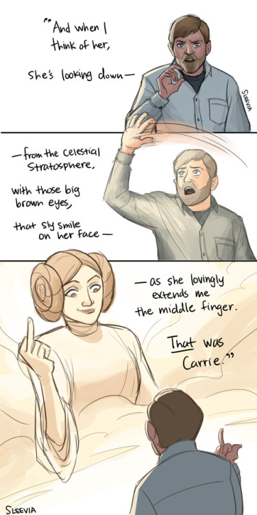 thesleevia: From Mark Hamill’s tribute to Carrie Fisher I just had to draw this after watching