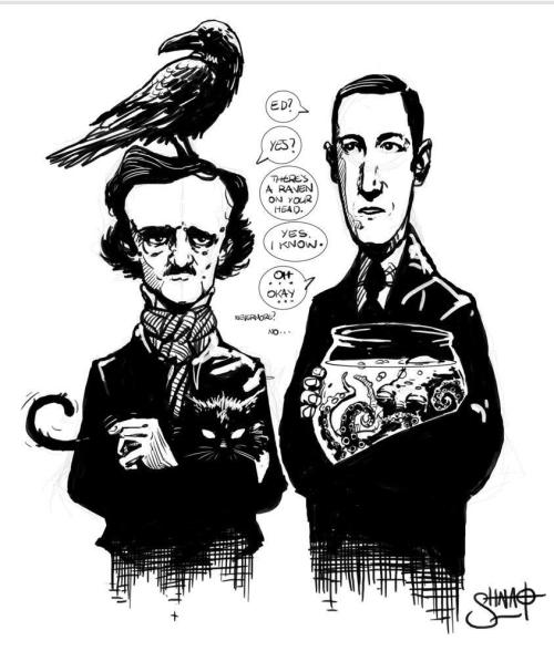 fckyeahhplovecraft:Illustration via Edgar Allan Poe Foundation of Boston