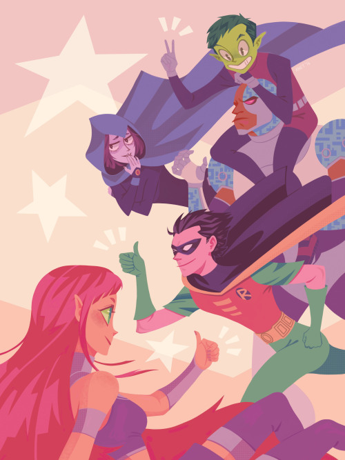 annettefanzhu: Teen Titans print done for Otakuthon 2016! :^)  EDIT: I noticed I forgot a detail on 