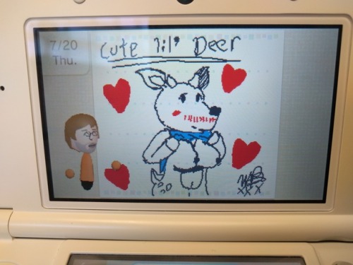 Before work cute deer girl doodle on swap-note on my 3DS. I ain&rsquo;t afraid to draw tits in the b